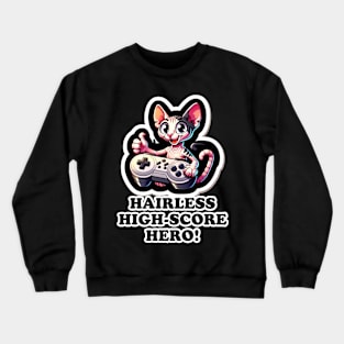 Gaming Whiskers: The Sphynx's Victory Crewneck Sweatshirt